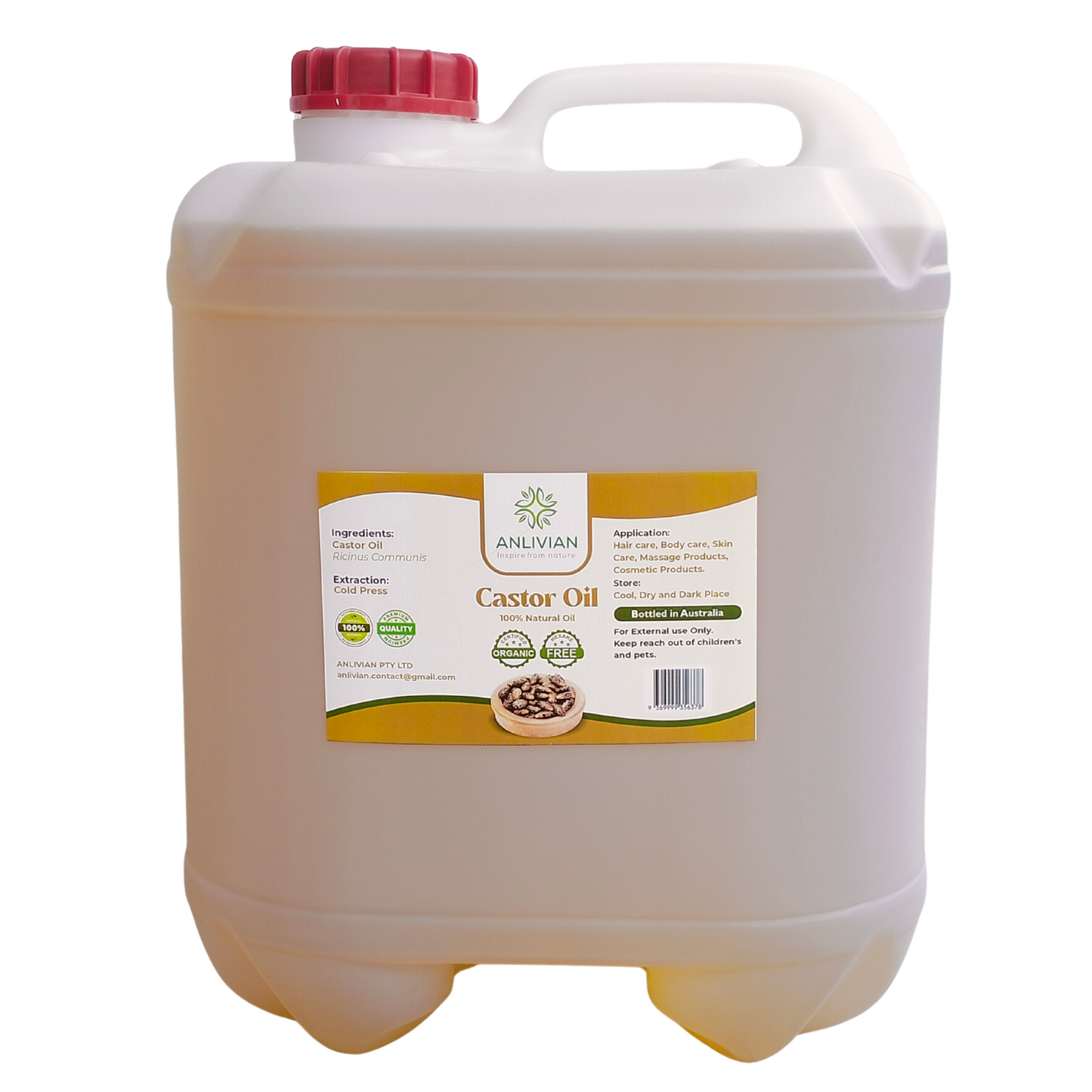 Organic Castor Oil , 100% Pure, Cold-pressed, Hexane Free, Oil for Skin, Scalp and Hair