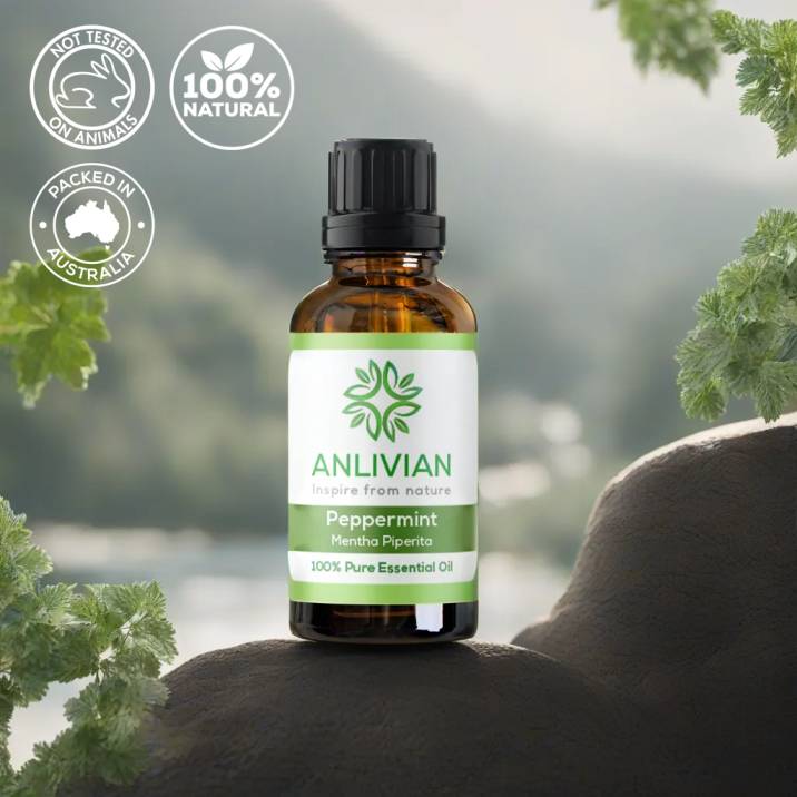 Organic peppermint oil by ANLIVIAN Australia for hair and skin care, Fresh Cooling Aromatherapy Oil, 100% natural.